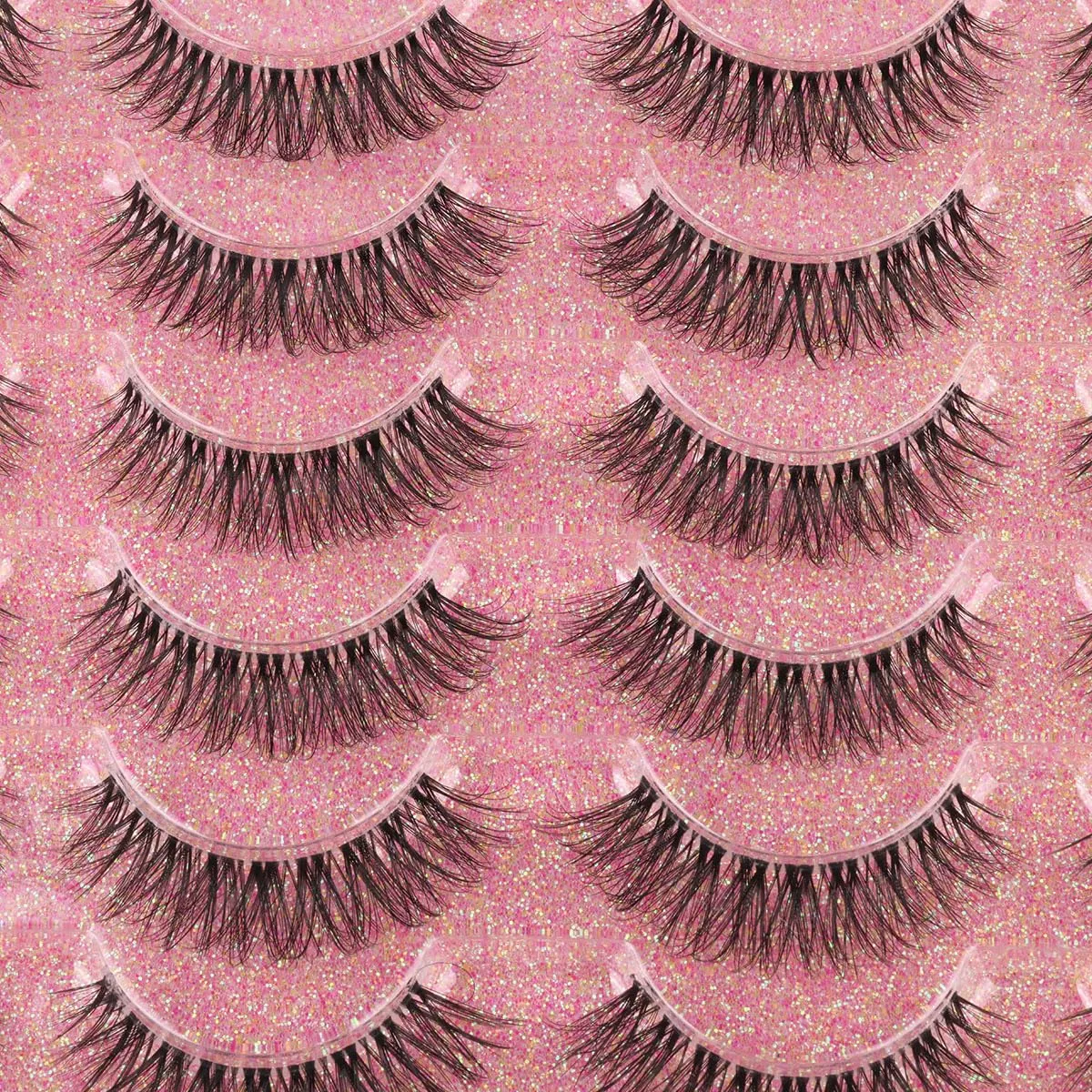 14mm Lashes Natural Look Wispy Eyelashes Fluffy Faux Mink Lashes Clear Band Short Natural False Lashes Cat Eye Daily Soft Strip Lashes Pack by Kiromiro