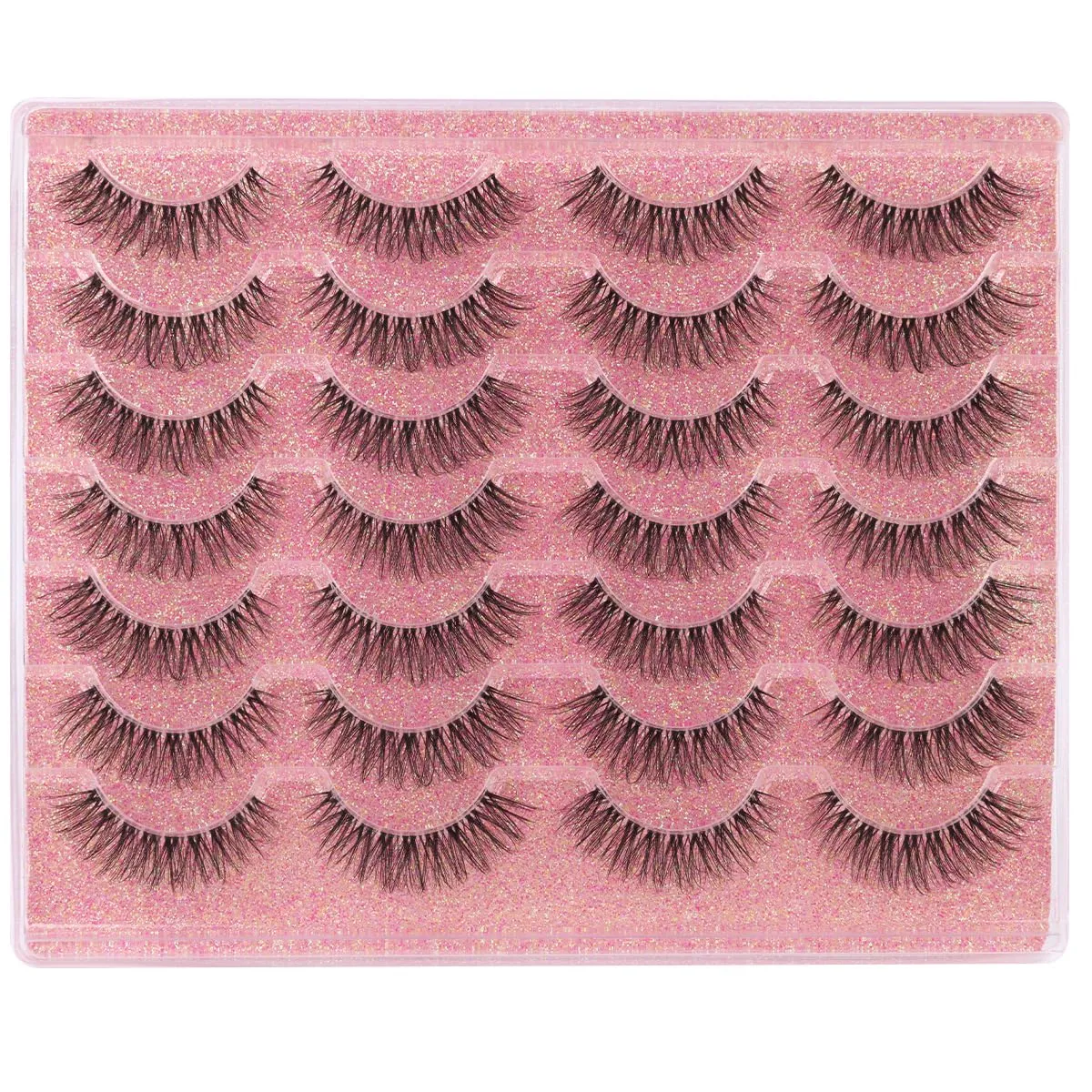 14mm Lashes Natural Look Wispy Eyelashes Fluffy Faux Mink Lashes Clear Band Short Natural False Lashes Cat Eye Daily Soft Strip Lashes Pack by Kiromiro