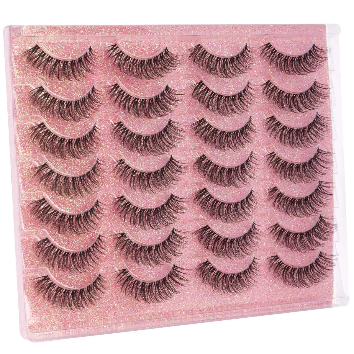 14mm Lashes Natural Look Wispy Eyelashes Fluffy Faux Mink Lashes Clear Band Short Natural False Lashes Cat Eye Daily Soft Strip Lashes Pack by Kiromiro