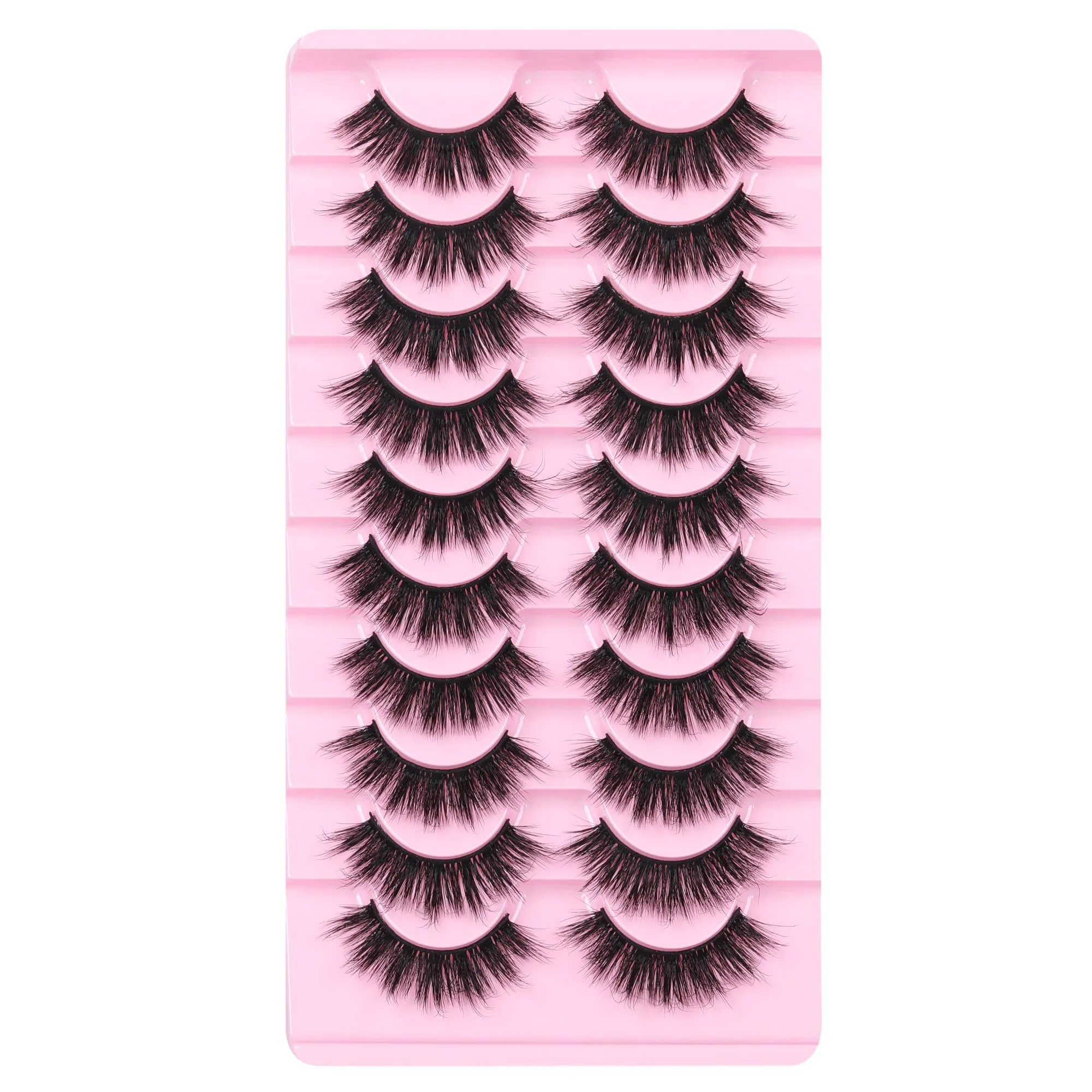 15MM Wispy Mink Lashes Natural Look Short Fluffy Eyelashes Round Eye Lashes Pack 3D Strip Fake Lashes by Geeneiya, 10 Pairs