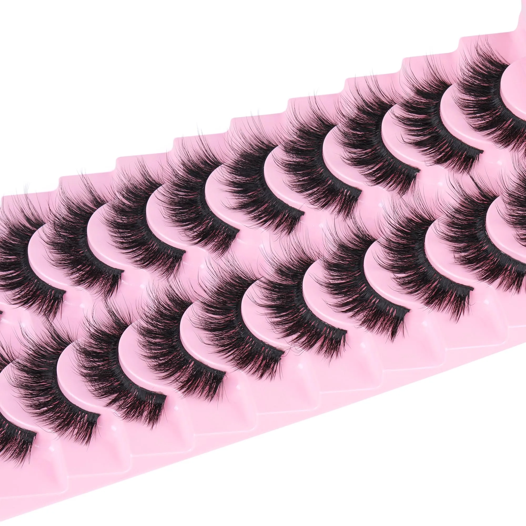 15MM Wispy Mink Lashes Natural Look Short Fluffy Eyelashes Round Eye Lashes Pack 3D Strip Fake Lashes by Geeneiya, 10 Pairs