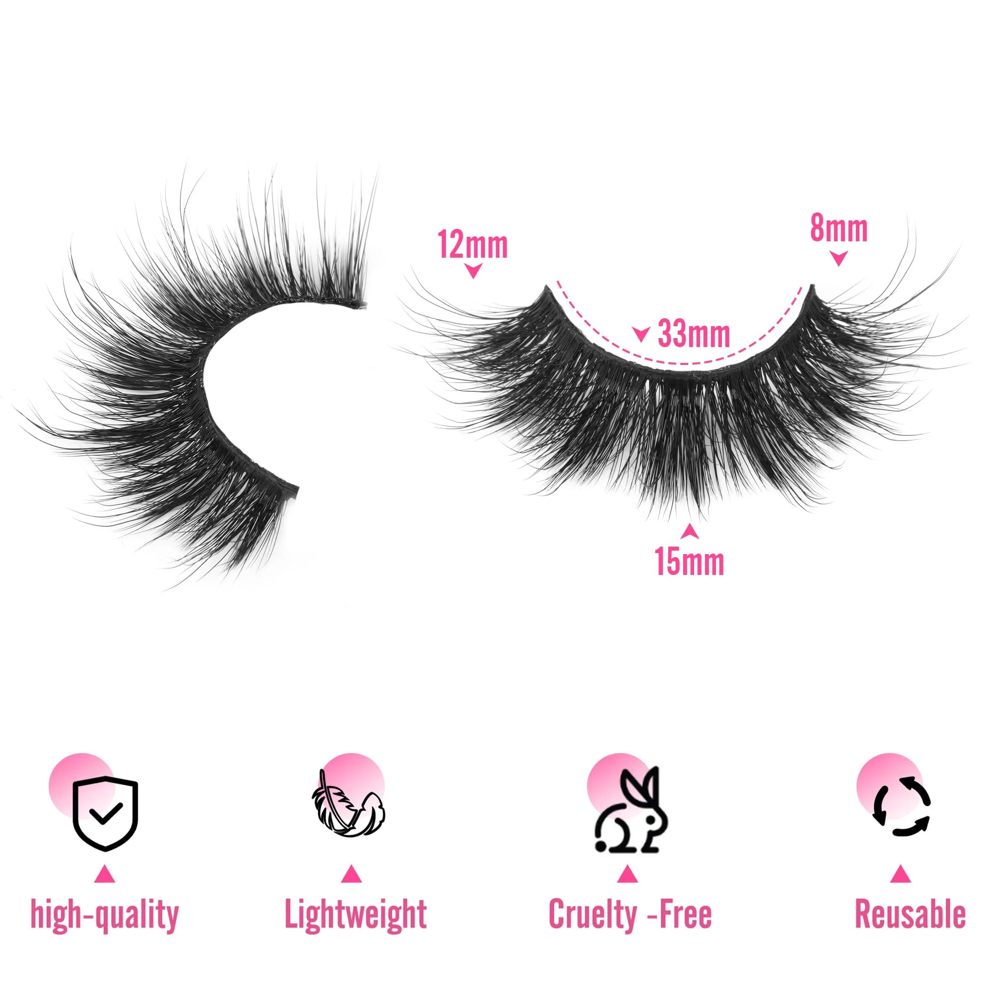 15MM Wispy Mink Lashes Natural Look Short Fluffy Eyelashes Round Eye Lashes Pack 3D Strip Fake Lashes by Geeneiya, 10 Pairs