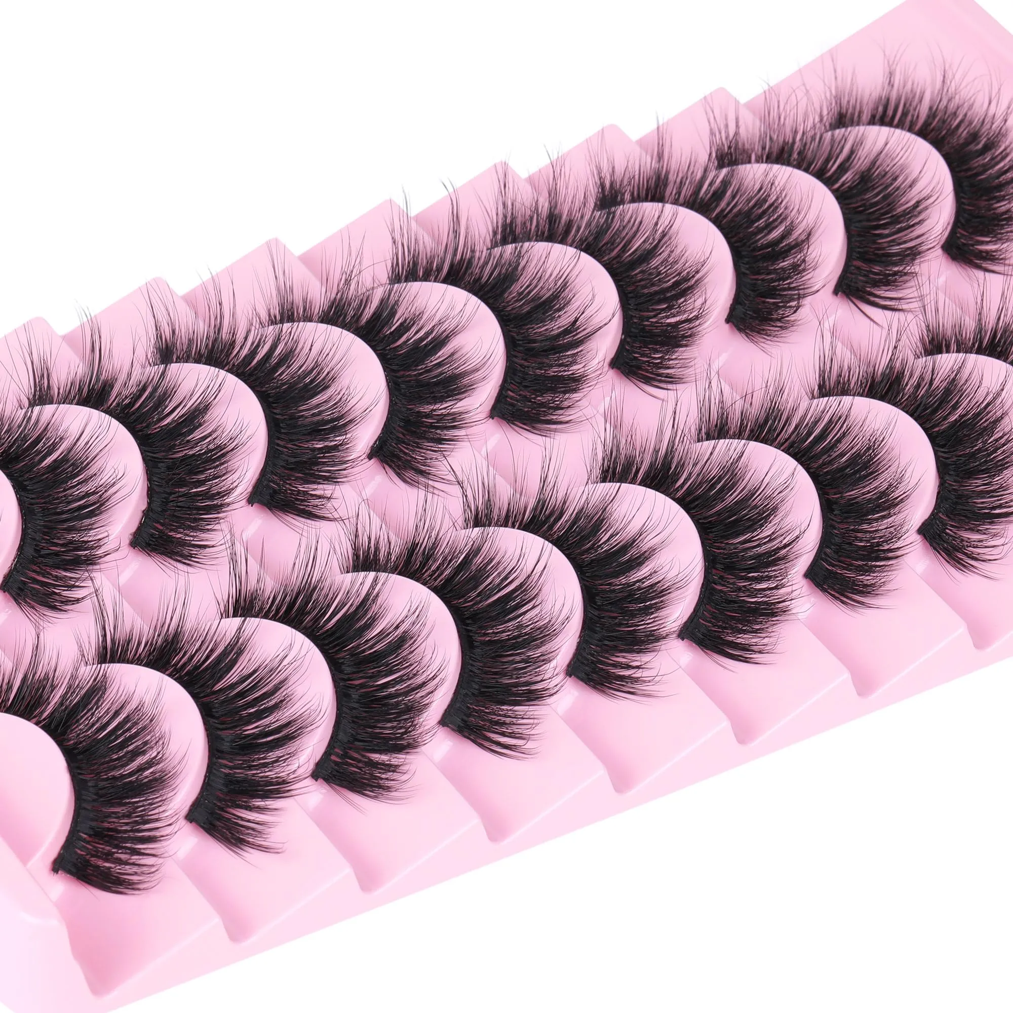 15MM Wispy Mink Lashes Natural Look Short Fluffy Eyelashes Round Eye Lashes Pack 3D Strip Fake Lashes by Geeneiya, 10 Pairs