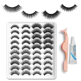20 Pairs 5 Styles Kit MUSELASH False eyelashes set professional 100% Handmade natural, glamorous, demi wispies, wispies, volume multipacks, cotton band