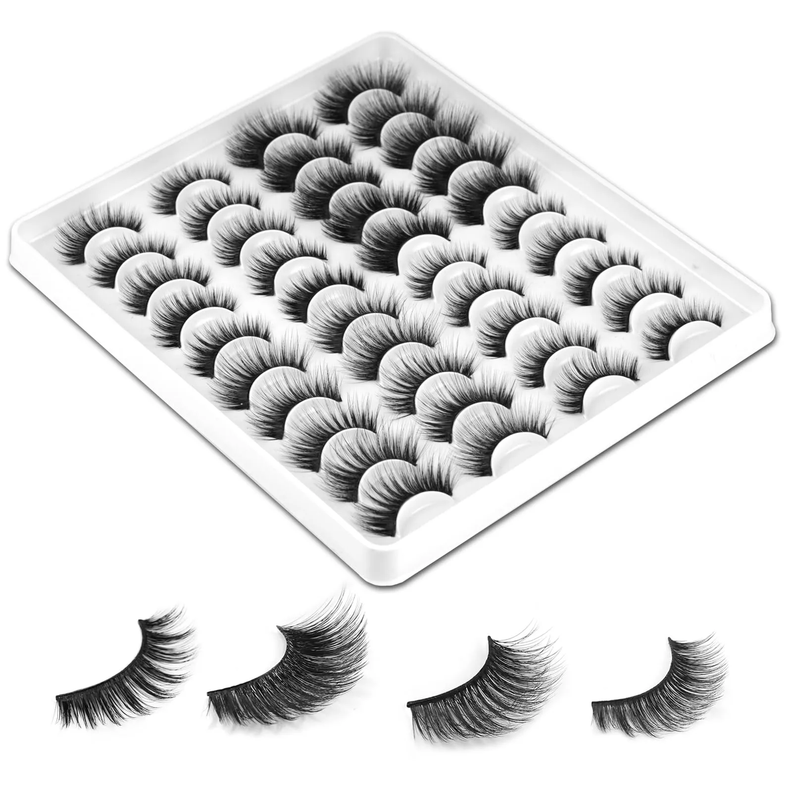 20 Pairs 5 Styles Kit MUSELASH False eyelashes set professional 100% Handmade natural, glamorous, demi wispies, wispies, volume multipacks, cotton band
