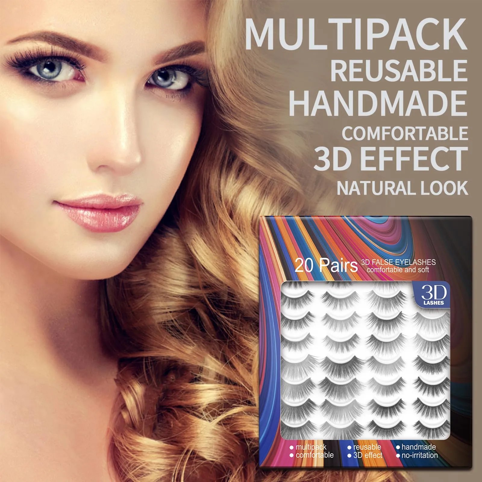 20 Pairs 5 Styles Kit MUSELASH False eyelashes set professional 100% Handmade natural, glamorous, demi wispies, wispies, volume multipacks, cotton band