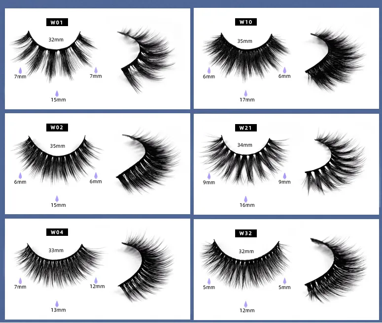 3 Pairs False Eyelashes with Blue Box W21