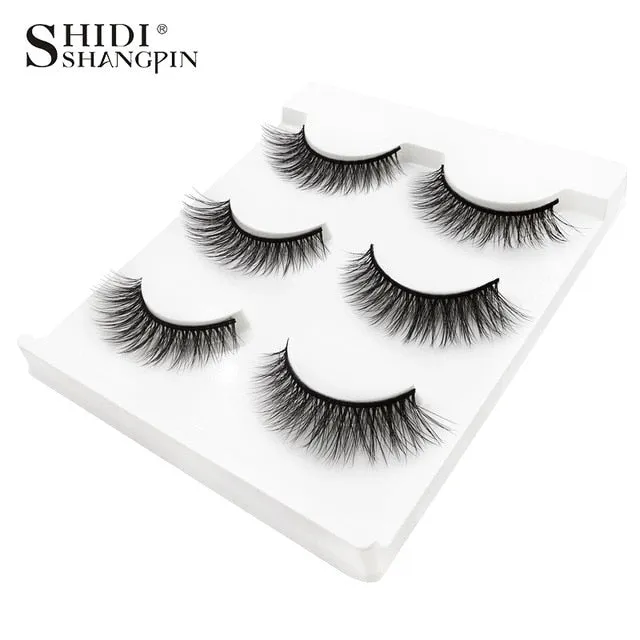 3 pairs natural false eyelashes fake lashes long makeup 3d mink lashes extension