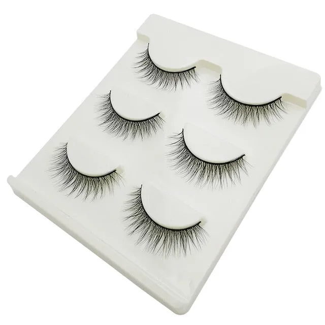 3 pairs natural false eyelashes fake lashes long makeup 3d mink lashes extension