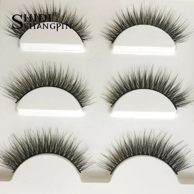 3 pairs natural false eyelashes fake lashes long makeup 3d mink lashes extension