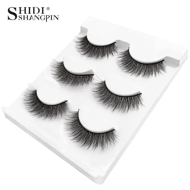 3 pairs natural false eyelashes fake lashes long makeup 3d mink lashes extension