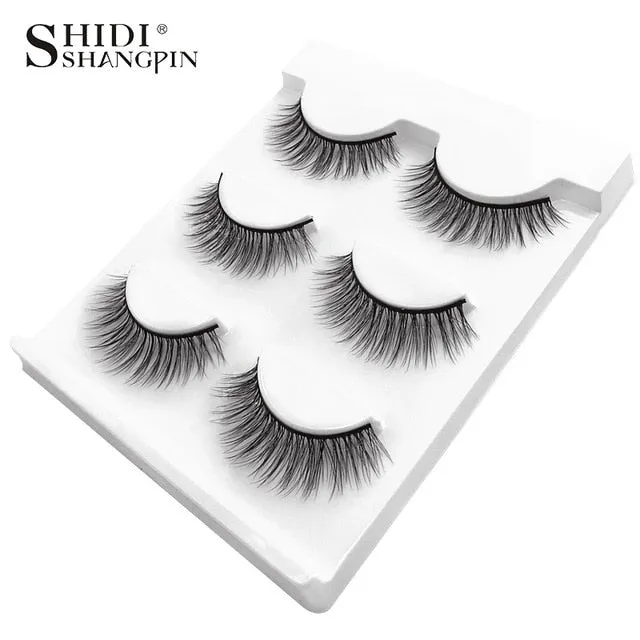 3 pairs natural false eyelashes fake lashes long makeup 3d mink lashes extension