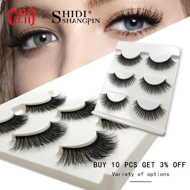3 pairs natural false eyelashes fake lashes long makeup 3d mink lashes extension