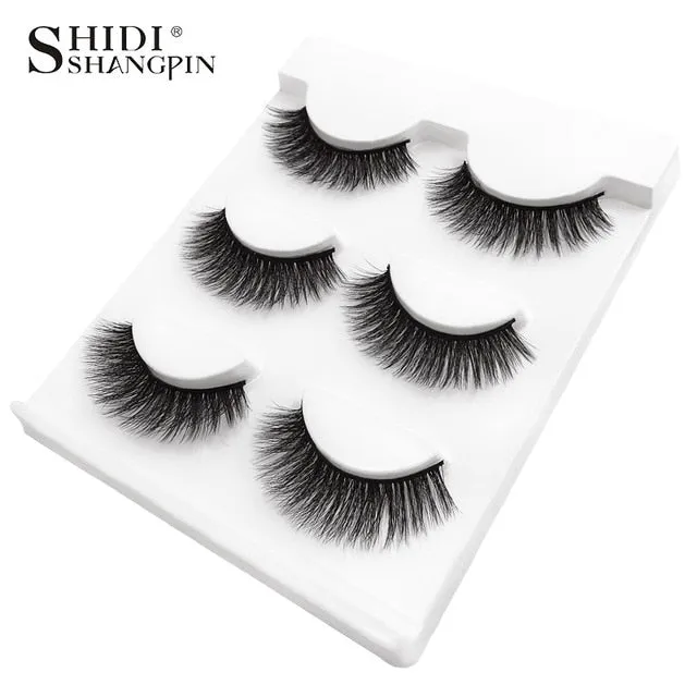 3 pairs natural false eyelashes fake lashes long makeup 3d mink lashes extension