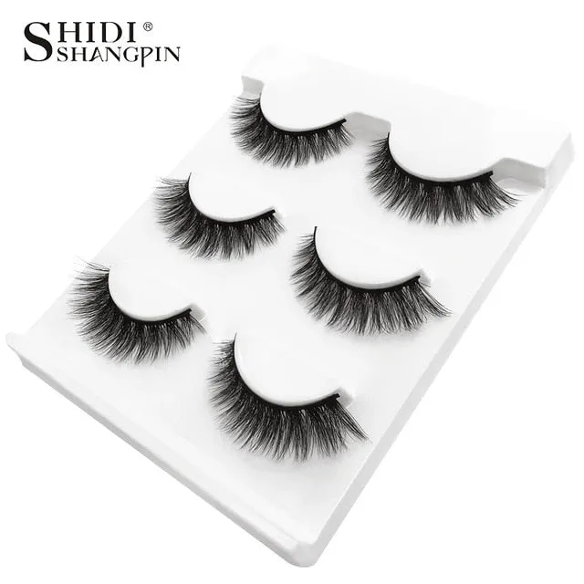3 pairs natural false eyelashes fake lashes long makeup 3d mink lashes extension
