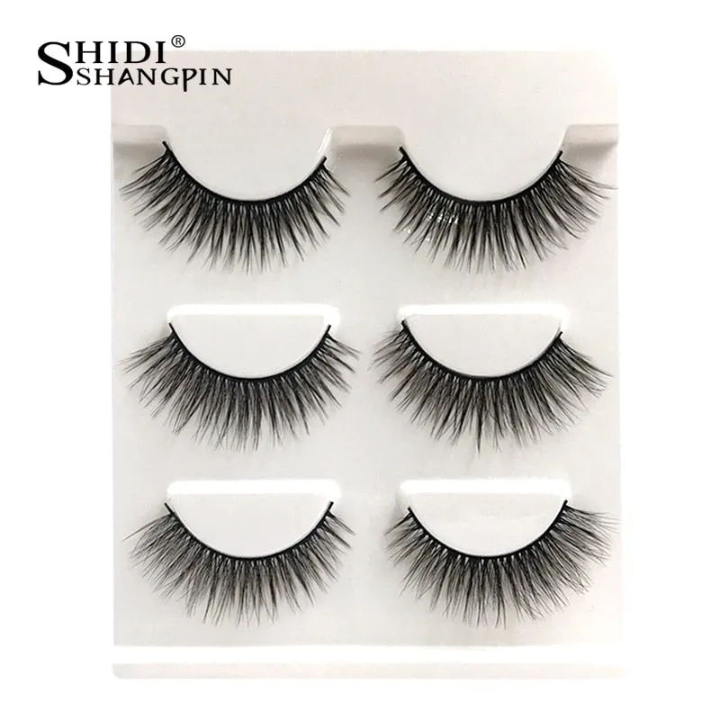 3 pairs natural false eyelashes fake lashes long makeup 3d mink lashes extension