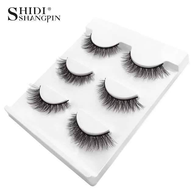 3 pairs natural false eyelashes fake lashes long makeup 3d mink lashes extension