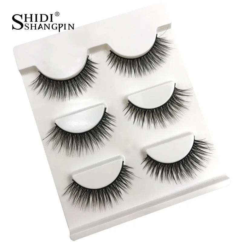 3 pairs natural false eyelashes fake lashes long makeup 3d mink lashes extension