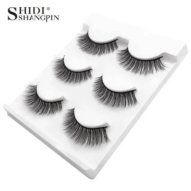 3 pairs natural false eyelashes fake lashes long makeup 3d mink lashes extension