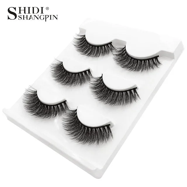 3 pairs natural false eyelashes fake lashes long makeup 3d mink lashes extension