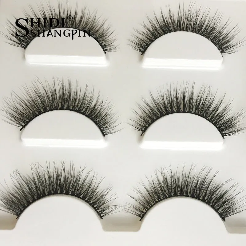 3 pairs natural false eyelashes fake lashes long makeup 3d mink lashes extension