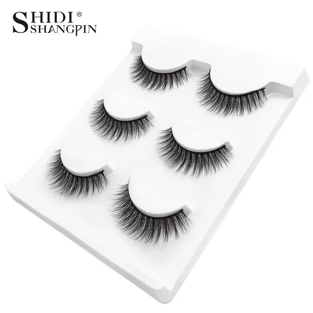 3 pairs natural false eyelashes fake lashes long makeup 3d mink lashes extension