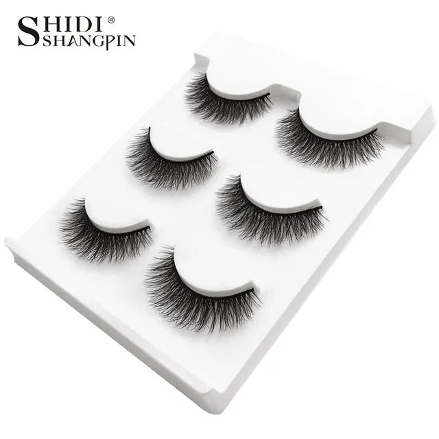 3 pairs natural false eyelashes fake lashes long makeup 3d mink lashes extension