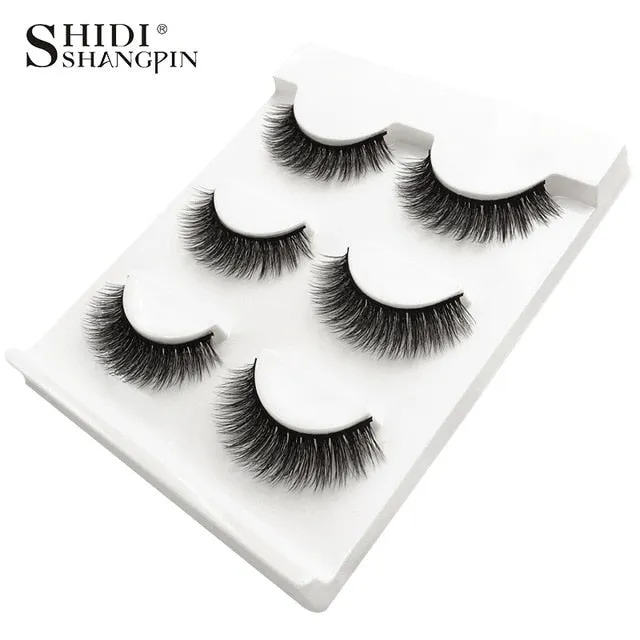 3 pairs natural false eyelashes fake lashes long makeup 3d mink lashes extension