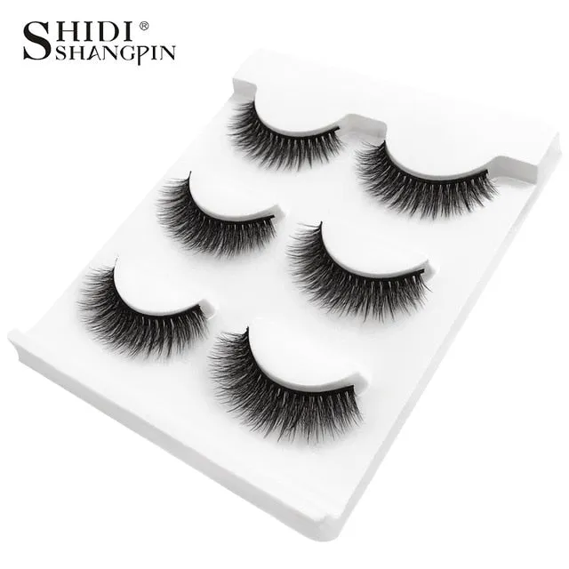 3 pairs natural false eyelashes fake lashes long makeup 3d mink lashes extension