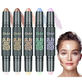5Pcs Dual-Head Cream Contour Sticks Makeup Kit,Face Makeup Highlighter Pencil&Contouring Makeup kit,Contour Highlight Stick,Makeup Concealer Stick, Primer Face Makeup,Highlighter Makeup Stick Concealer