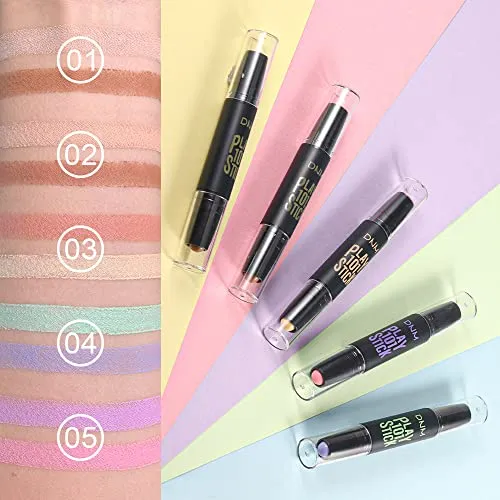 5Pcs Dual-Head Cream Contour Sticks Makeup Kit,Face Makeup Highlighter Pencil&Contouring Makeup kit,Contour Highlight Stick,Makeup Concealer Stick, Primer Face Makeup,Highlighter Makeup Stick Concealer