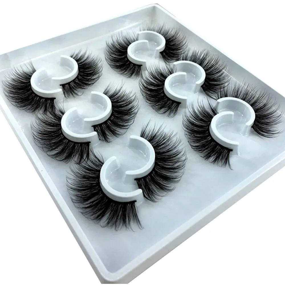 6 Pairs Fluffy False Eyelashes Natural Faux Mink Strip 3D Lashes Pack