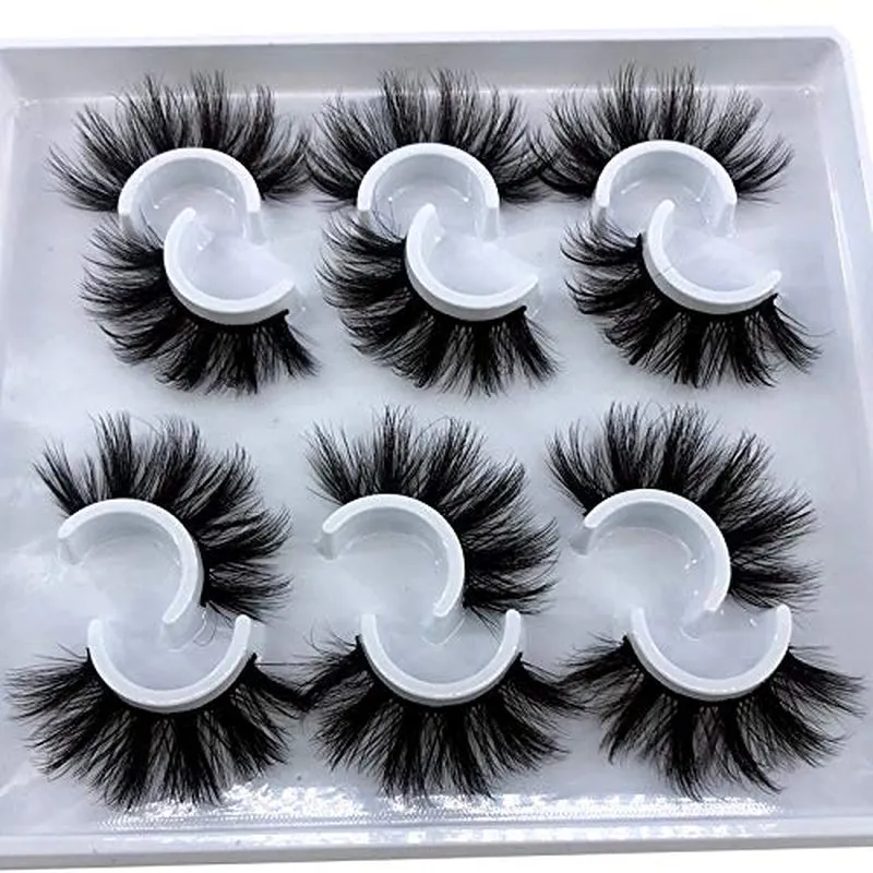6 Pairs Fluffy False Eyelashes Natural Faux Mink Strip 3D Lashes Pack
