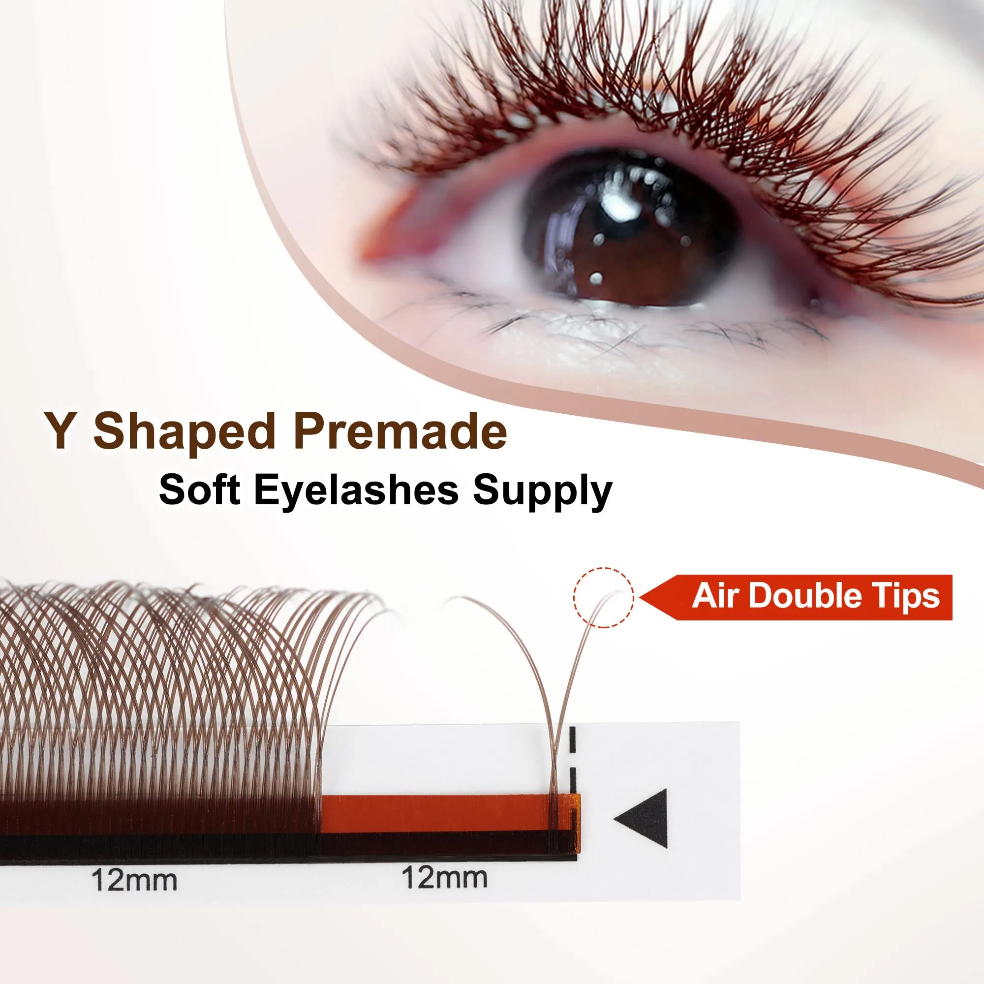 ACTROL YY Eyelashes Extension Lashes Brown D Curl 0.07mm 8-15mm Lash Volume Extension Easy Fans Y Shaped Premade Soft Eyelashes Supply