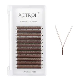 ACTROL YY Eyelashes Extension Lashes Brown D Curl 0.07mm 8-15mm Lash Volume Extension Easy Fans Y Shaped Premade Soft Eyelashes Supply
