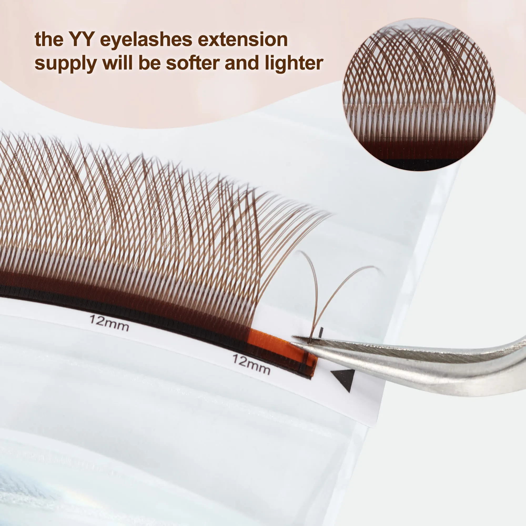 ACTROL YY Eyelashes Extension Lashes Brown D Curl 0.07mm 8-15mm Lash Volume Extension Easy Fans Y Shaped Premade Soft Eyelashes Supply