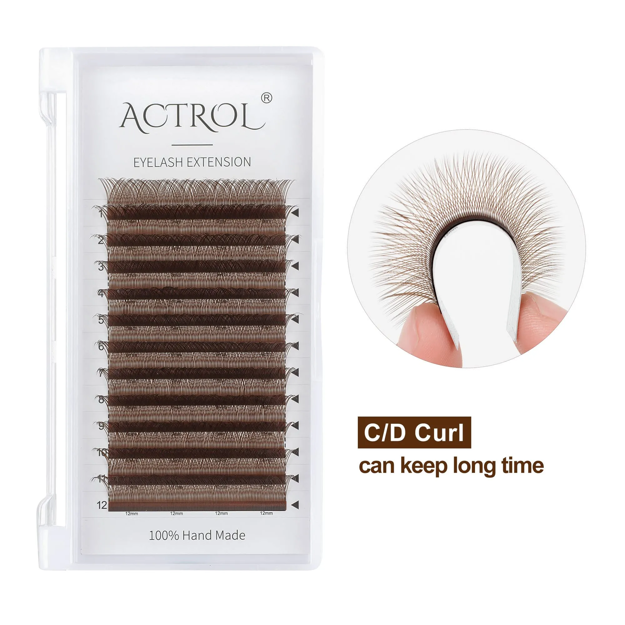 ACTROL YY Eyelashes Extension Lashes Brown D Curl 0.07mm 8-15mm Lash Volume Extension Easy Fans Y Shaped Premade Soft Eyelashes Supply