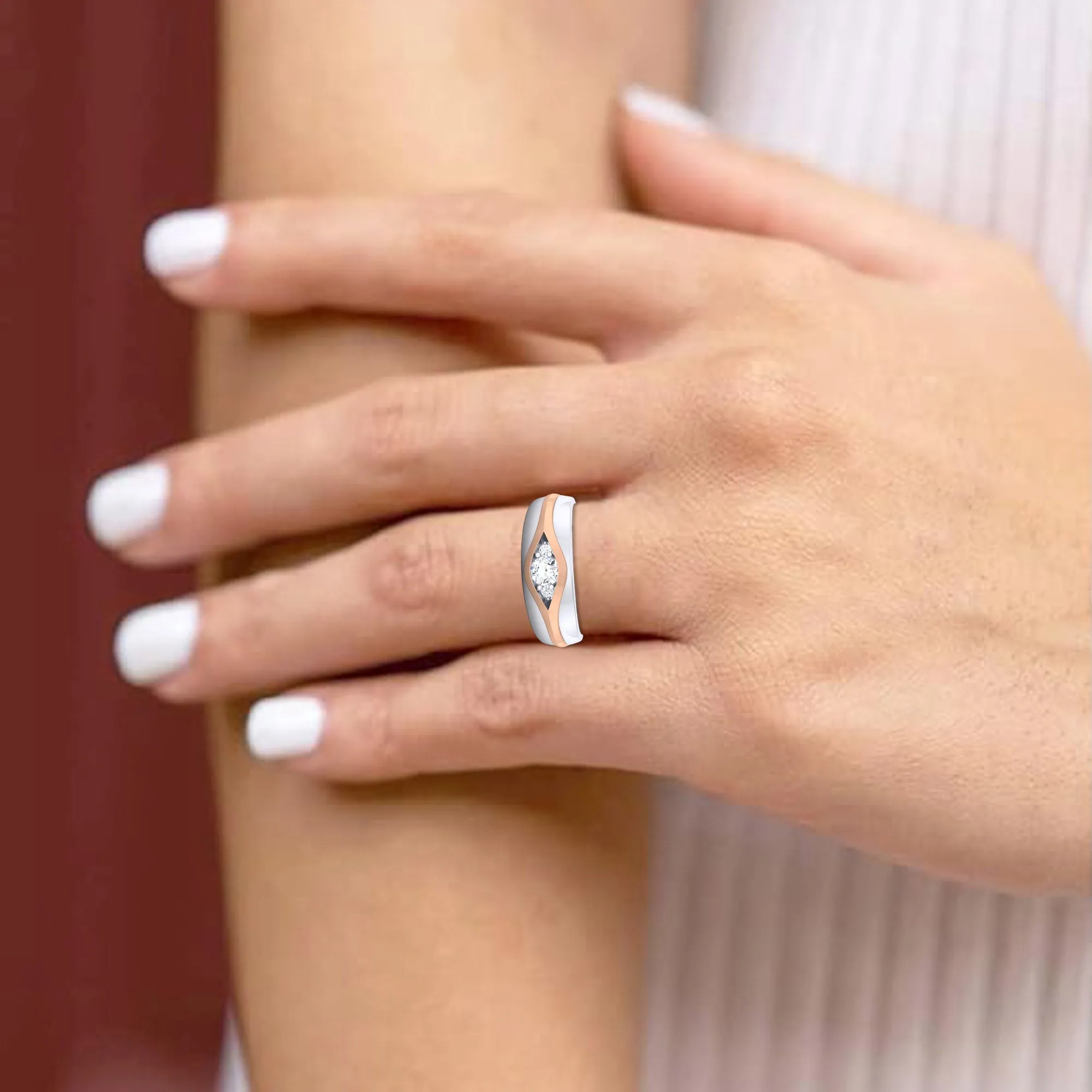 Adjustable Sophisticated Silver Rose Gold Dual Tone Band