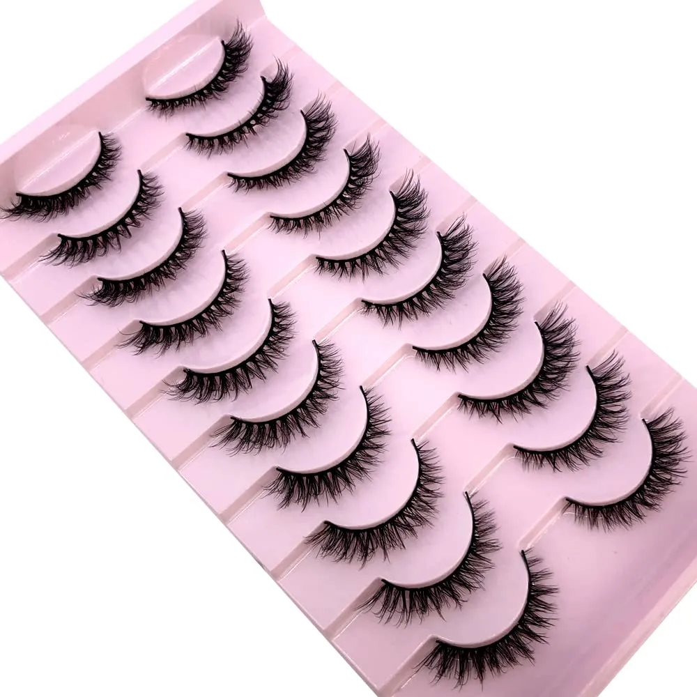 AMSDCN Soft Mink Eyelashes 3D Curl Winged End Eye Elongated Fake Lashes Thick Handmade Natural False Eyelash Messy Cross Lash Wholesale (FT-5)