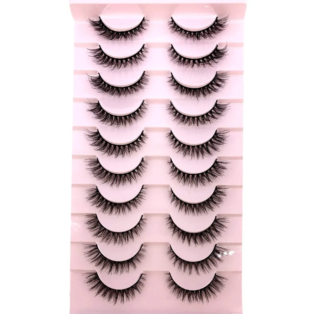 AMSDCN Soft Mink Eyelashes 3D Curl Winged End Eye Elongated Fake Lashes Thick Handmade Natural False Eyelash Messy Cross Lash Wholesale (FT-5)