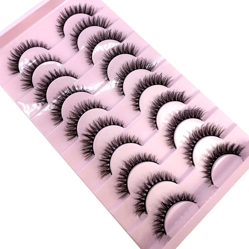 AMSDCN Soft Mink Eyelashes 3D Curl Winged End Eye Elongated Fake Lashes Thick Handmade Natural False Eyelash Messy Cross Lash Wholesale (FT-5)