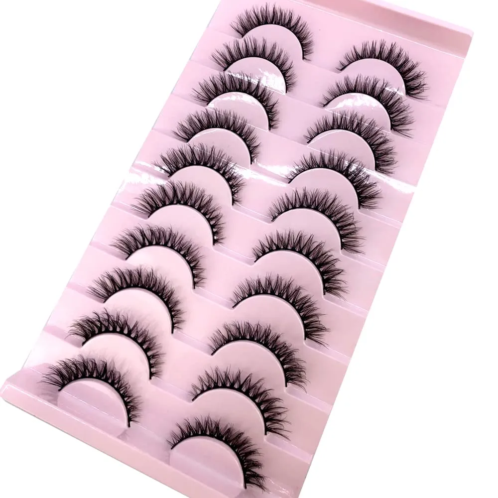 AMSDCN Soft Mink Eyelashes 3D Curl Winged End Eye Elongated Fake Lashes Thick Handmade Natural False Eyelash Messy Cross Lash Wholesale (FT-5)