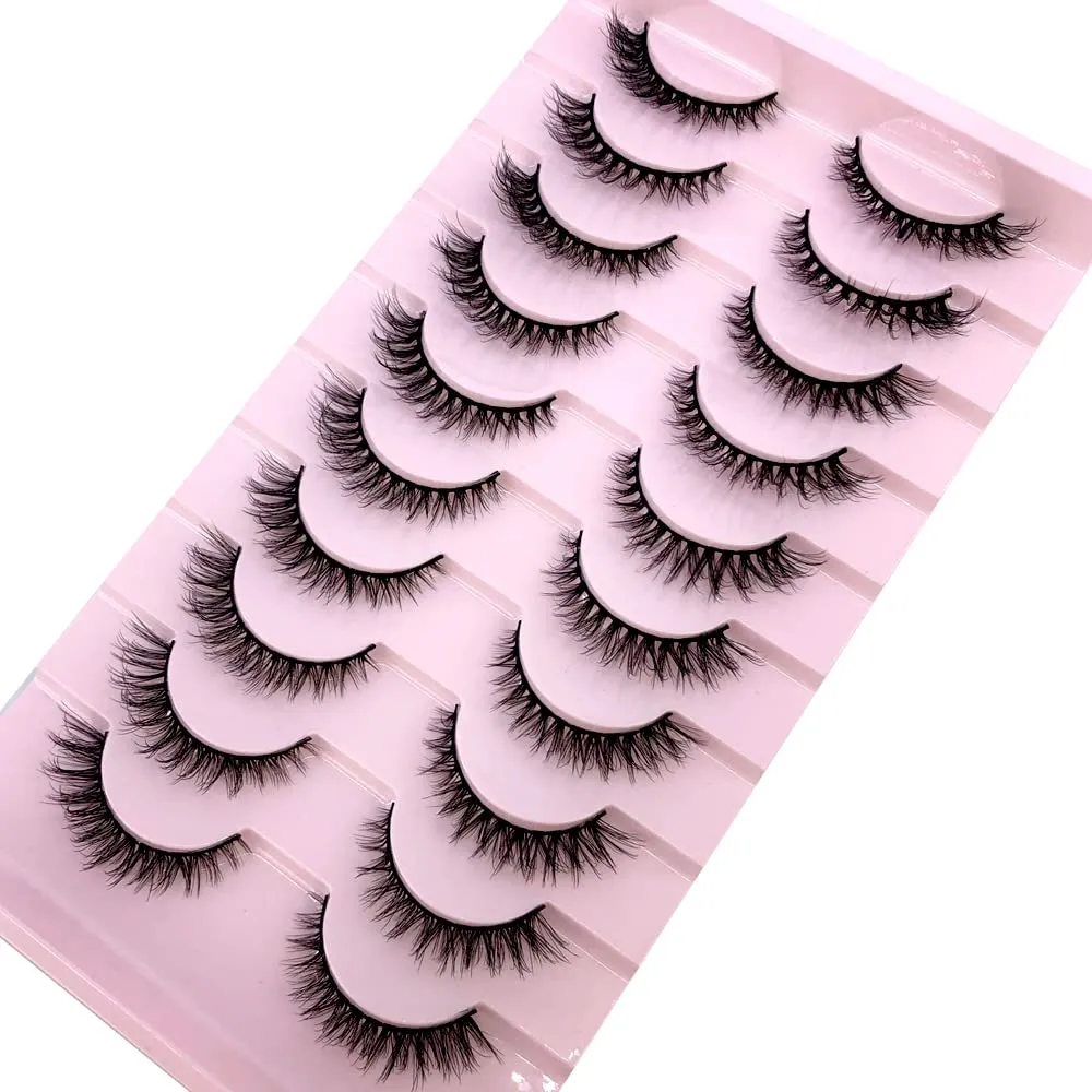 AMSDCN Soft Mink Eyelashes 3D Curl Winged End Eye Elongated Fake Lashes Thick Handmade Natural False Eyelash Messy Cross Lash Wholesale (FT-5)