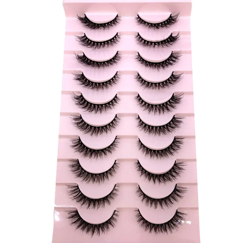 AMSDCN Soft Mink Eyelashes 3D Curl Winged End Eye Elongated Fake Lashes Thick Handmade Natural False Eyelash Messy Cross Lash Wholesale (FT-5)