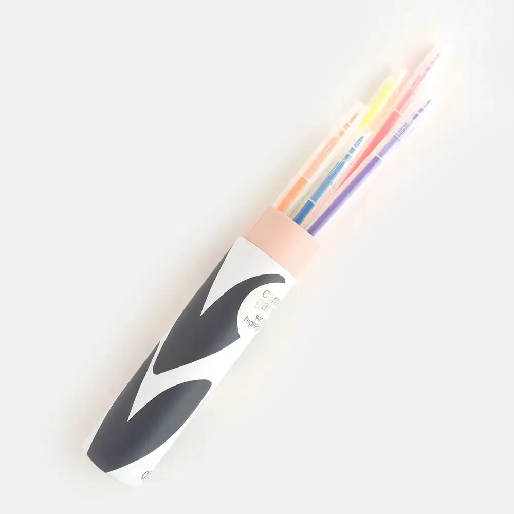 Charcoal Hearts Set of 6 Highlighters by Caroline Gardner
