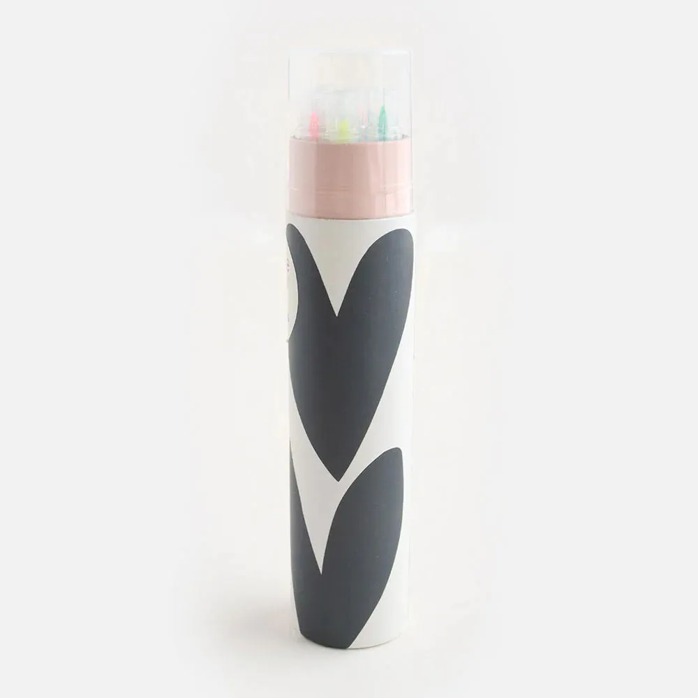 Charcoal Hearts Set of 6 Highlighters by Caroline Gardner
