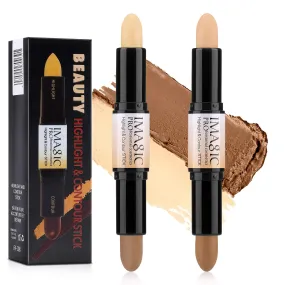 DELISOUL 4 Colors Highlight and Contour Stick,Dual-Ended Full Coverage Wonder Stick,Color Corrector Concealer Stick,Contouring Highlighting Foundation,Shadow Cream Pen Body Shading Makeup Stick Set