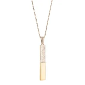 Galway Crystal Dual Tone Bar Sterling Silver & Gold Pendant