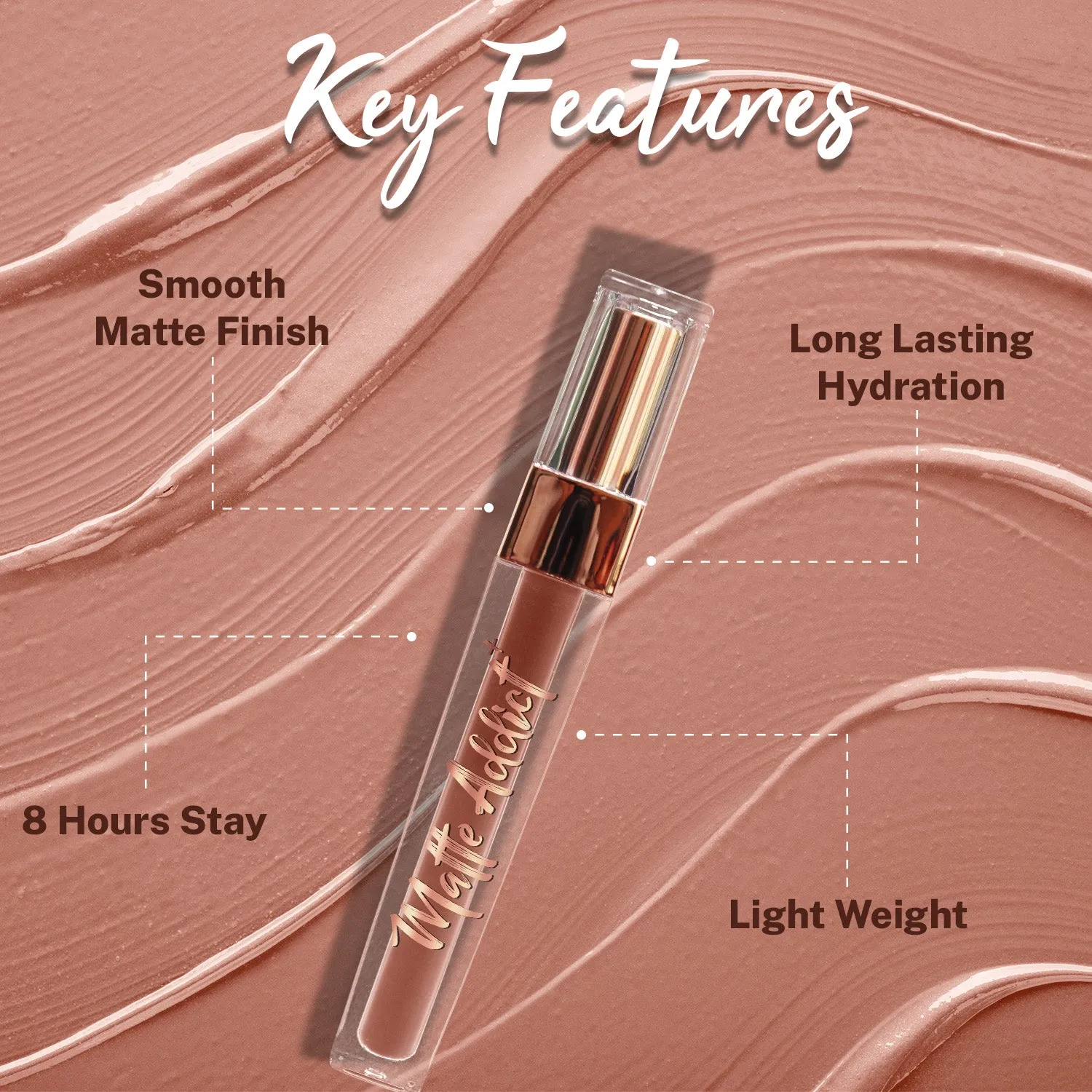 Jaquline USA Matte Addict   Liquid Lipstick, 8Hr stay, Lightweight & Transfer proof - Deep Sienna 02, 3.5ml