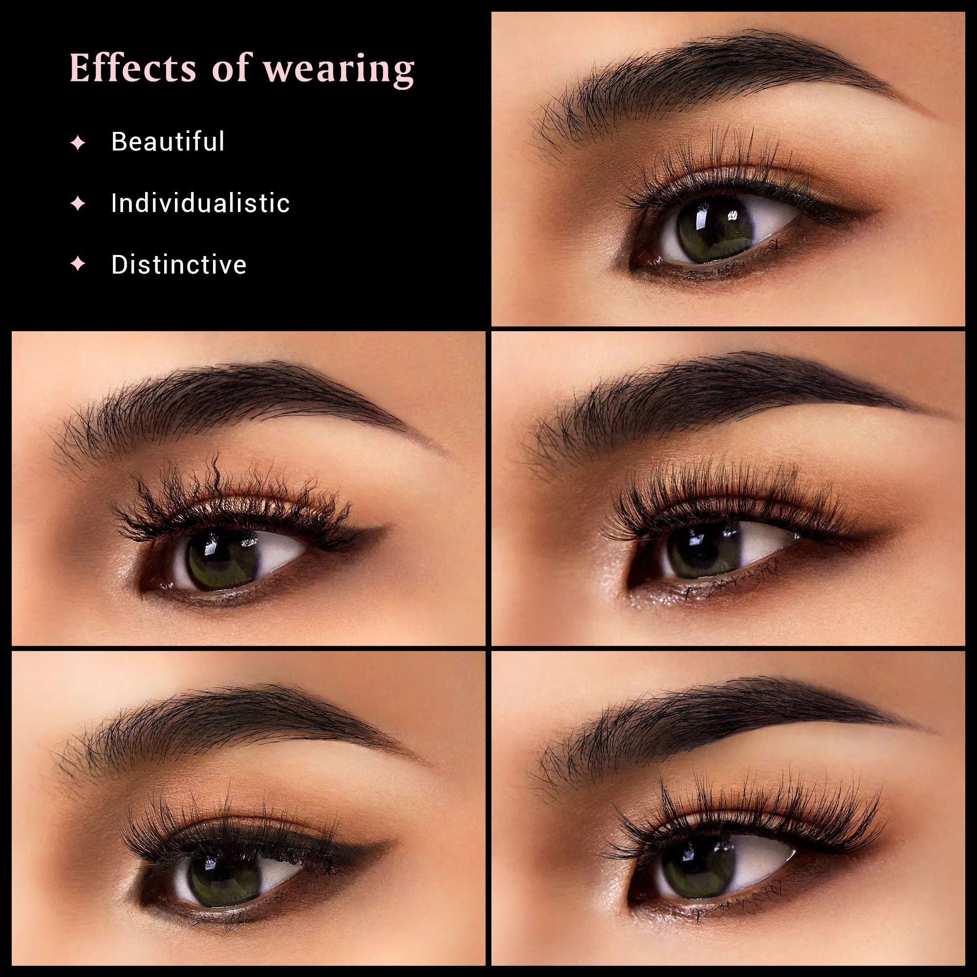 Jessup False Eyelashes 5 Pairs Fake Eyelashes Natual Cat Eye Lashes Fluffy Wispy Short Volume Reusable Faux Mink Eyelashes, FE502